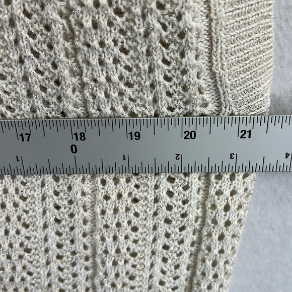 DKNY Jeans Women’s Sweater Vest XL Cream / Gold Open Knit Pattern NWT - Picture 11 of 12